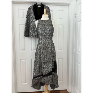 Sachin & Babi Womens Gray Metallic Animal Print Hi-Lo Gown and Blazer Size 10